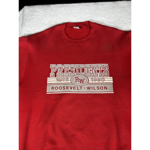 Vintage Roosevelt-Wilson Presidents Sweatshirt Red JERZEES Super Sweats USA Made - Picture 6 of 10